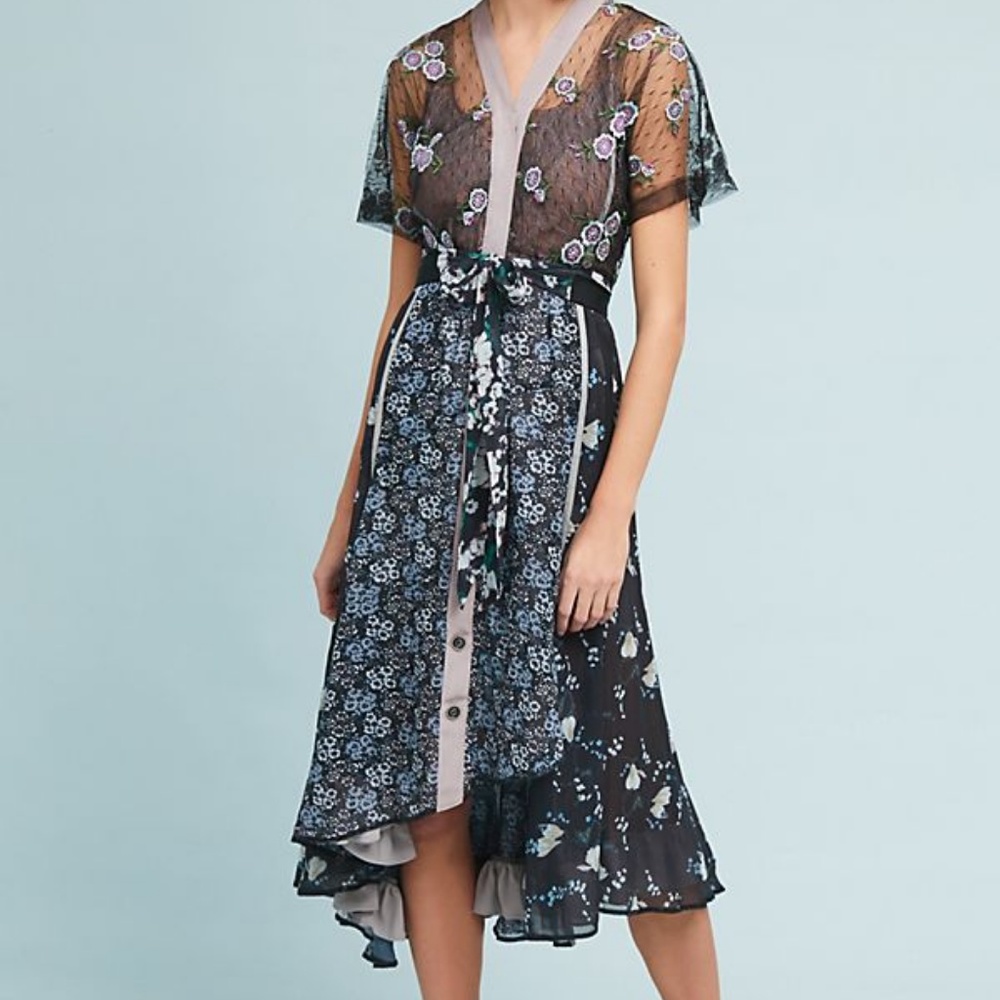 BYRON LARS LILAC NIGHT CASSIE CASCADING MIDI DRESS - Picture 5 of 8